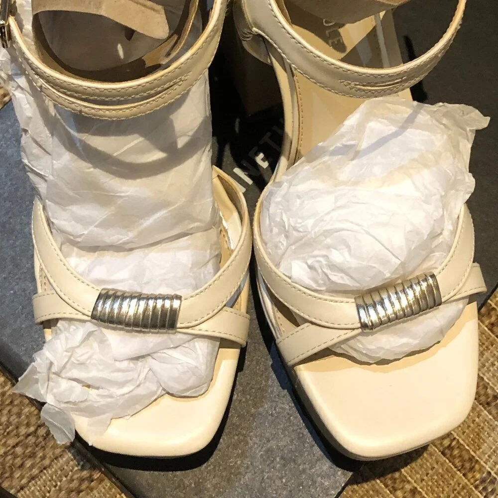 Kenneth Cole Dolly Strappy Platform Ecru Size 8 EUC CLOSET CLEAR-OUT!